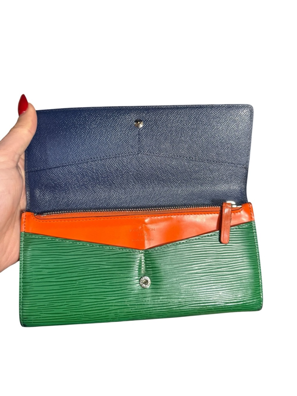 Louis Vuitton Vintage Epi Toledo Blue Borneo Green Long Wallet Authenticated - Picture 4 of 11